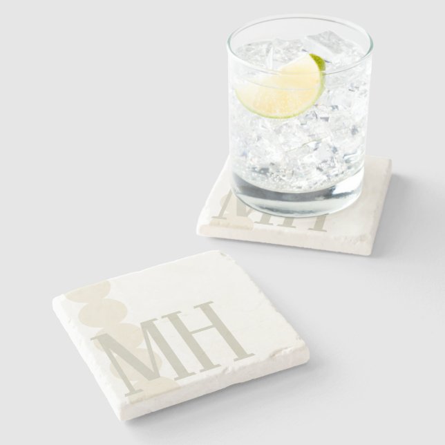 Posavasos De Piedra Plantilla de escayola de piedra monogramada (Lateral)