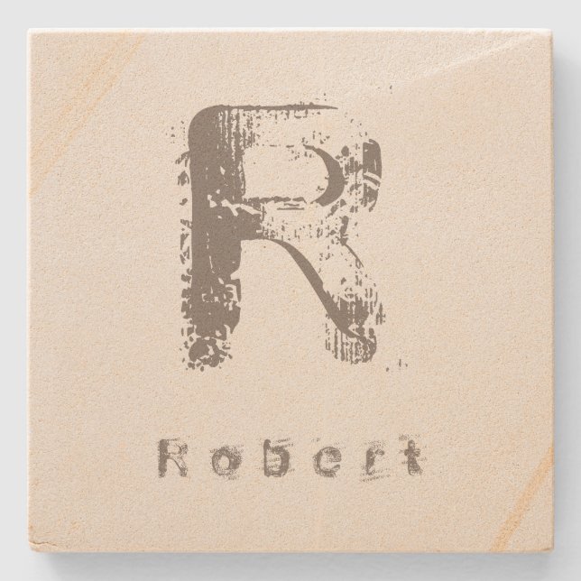 Posavasos De Piedra Plantilla de letra Diseño elegante Monograma Sands (Anverso)