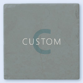 Posavasos De Piedra Plantilla de monograma de Personalizable elegante