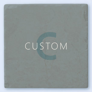 Posavasos De Piedra Plantilla de monograma personalizable con estilo