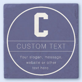Posavasos De Piedra Plantilla de nombre y monograma únicos | Azul mari