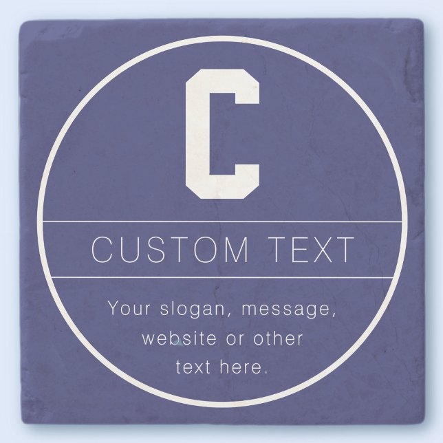 Posavasos De Piedra Plantilla de nombre y monograma únicos | Azul mari (Subido por el creador)