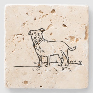 Posavasos De Piedra Plantilla de perro pequeño Light