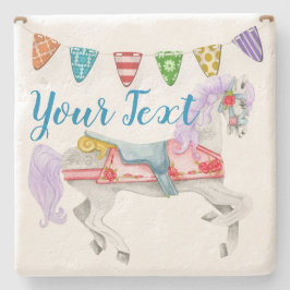 Posavasos De Piedra Plantilla de Personalizado de caballo de carrusel