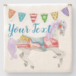 Posavasos De Piedra Plantilla de Personalizado de caballo de carrusel