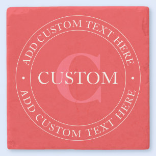Posavasos De Piedra Plantilla de texto circular elegante editable rojo