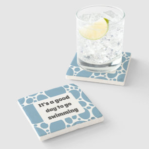 Posavasos De Piedra Plantilla de texto y patrón azul