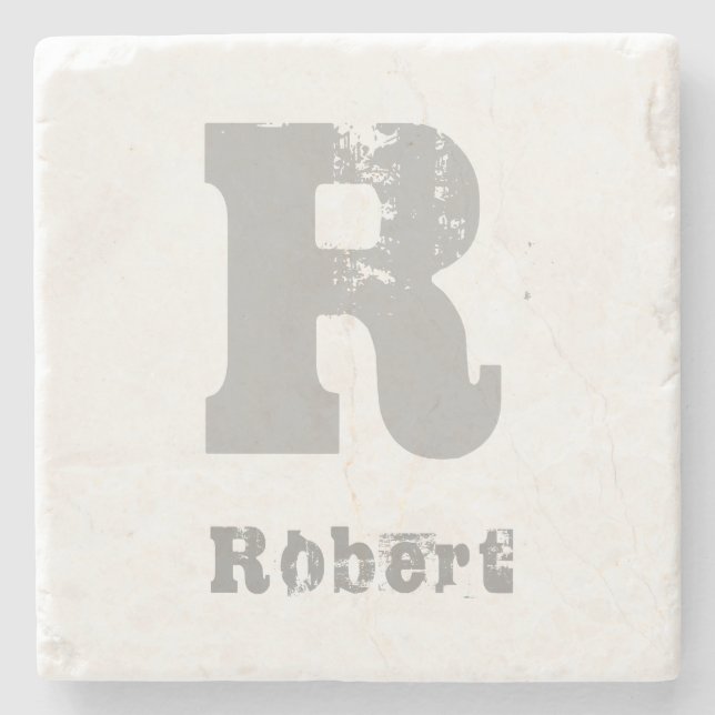 Posavasos De Piedra Plantilla Monogramada Elegante Letra Marble (Anverso)