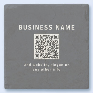 Posavasos De Piedra Plantilla simple para tu código QR Gris oscuro