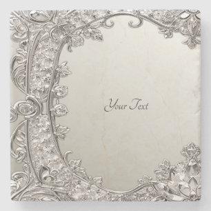 Posavasos De Piedra Plata Ornate Moderna Stone Coaster