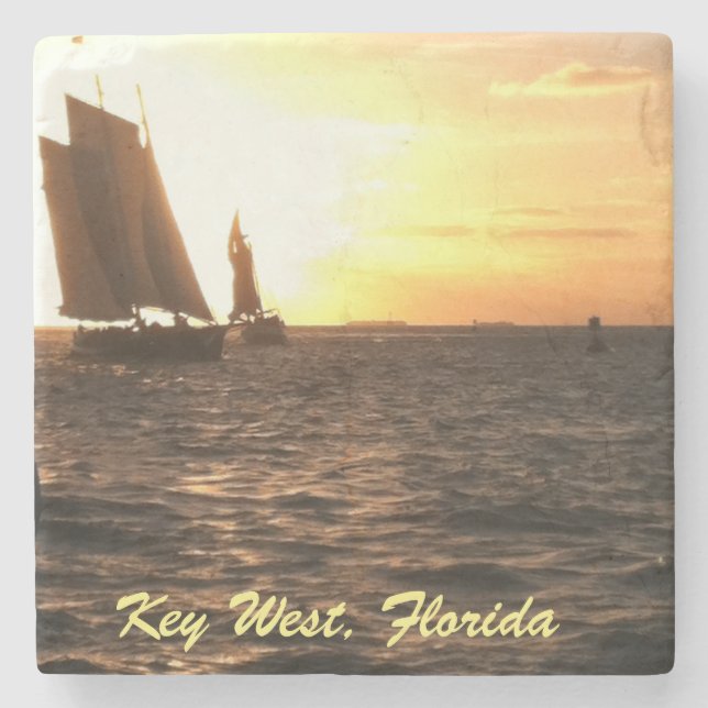 Posavasos De Piedra Plataforma fotográfica de Key West Sunset (Anverso)