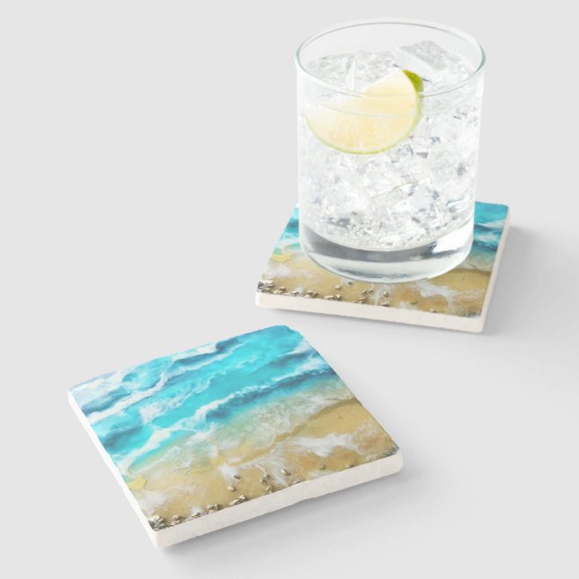 Posavasos De Piedra Playa (Lateral)