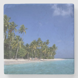 Posavasos De Piedra Playa con palmeras, Maldivas