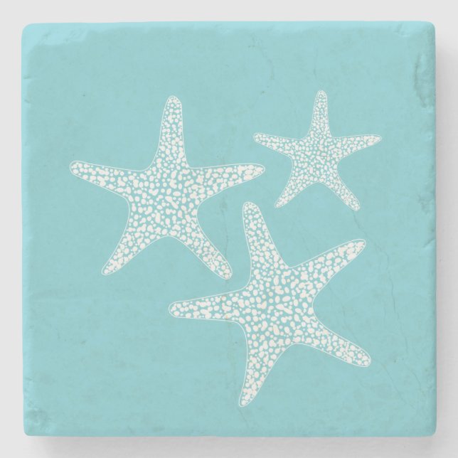Posavasos De Piedra Playa Starfish diseño náutico de verano (Anverso)