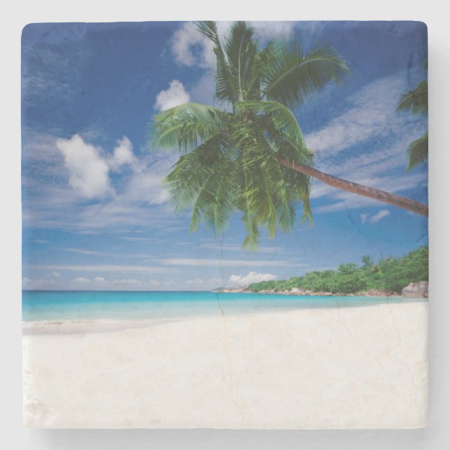 Posavasos De Piedra Playa tropical el | Seychelles (Anverso)
