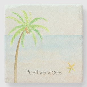 Posavasos De Piedra Playa Tropical Palm Tree Ocean