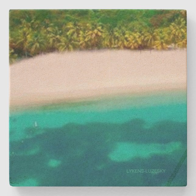 Posavasos De Piedra Playa tropical Pascua (Anverso)