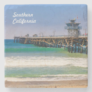 Posavasos De Piedra Playa y muelle del sur de California en San Clemen
