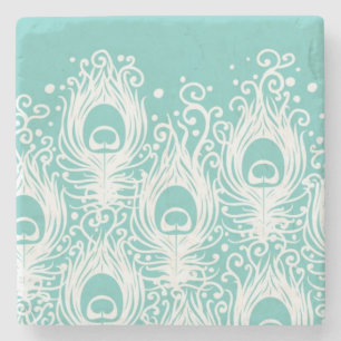 Posavasos De Piedra Plumas de pavo real blandas