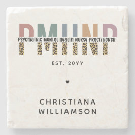 Posavasos De Piedra PMHNP Leopard Print Psiquiátrica Mental Health NP