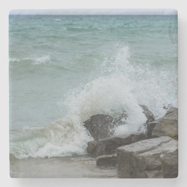 Posavasos De Piedra Poder Del Lago Huron (Anverso)