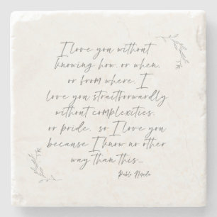 Posavasos De Piedra Poesía Botánica Romántica Caligrafía