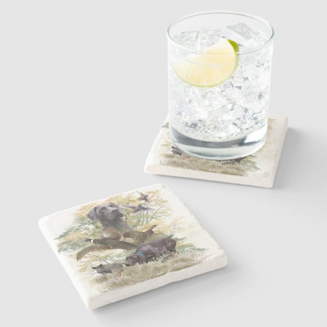Posavasos De Piedra Pointer Alemán de Pelo Corto (GSP) (Lateral)