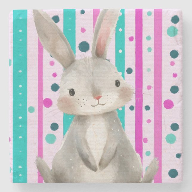 Posavasos De Piedra Polka Dot Bunny Delight (Anverso)
