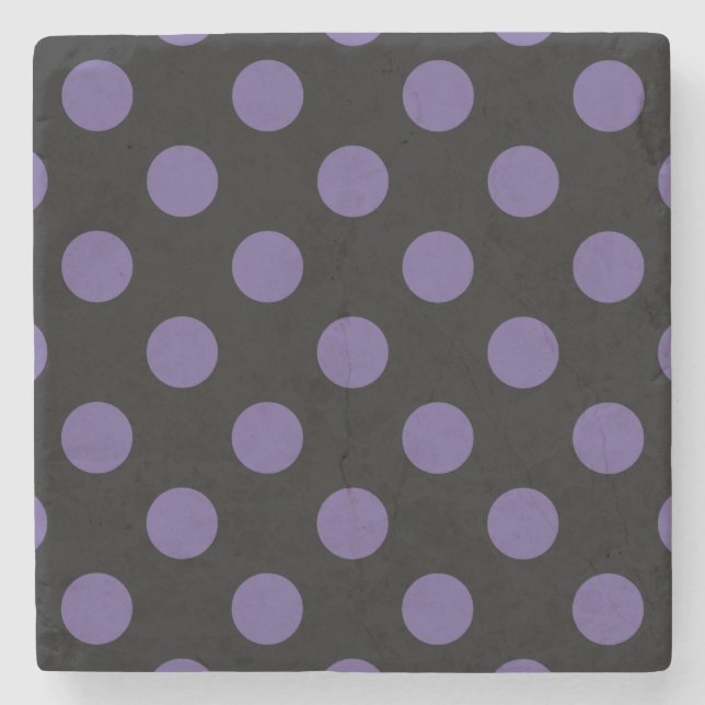 Posavasos De Piedra Polka ultravioleta sobre negro (Anverso)