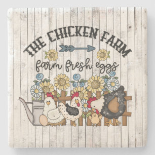 Posavasos De Piedra pollo fresco huevos frescos de granja