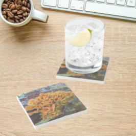 Posavasos De Piedra Pollo naranja del champiñón de Woods