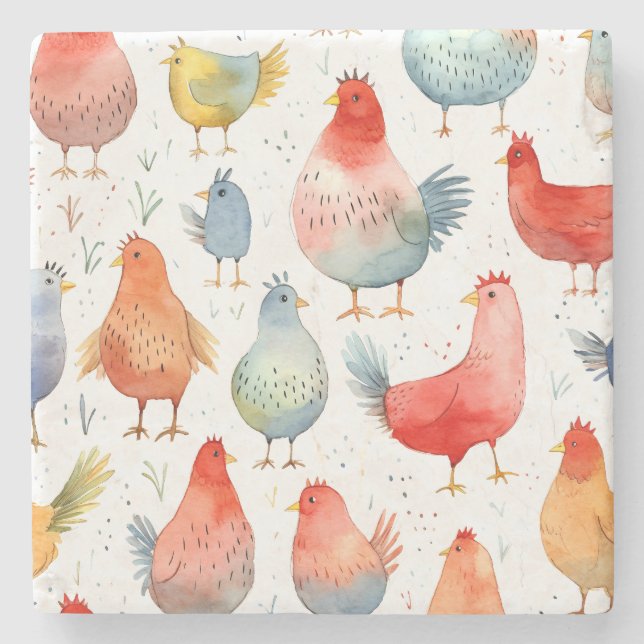 Posavasos De Piedra Pollos de granja (Anverso)