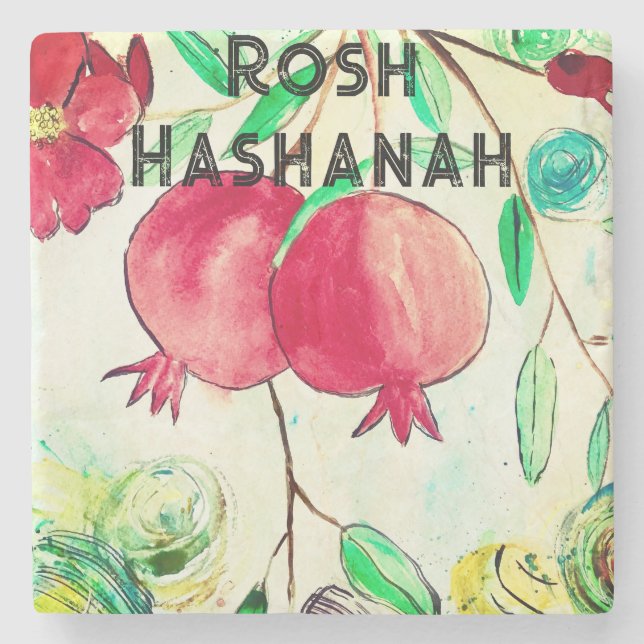 Posavasos De Piedra Pomegranate Rosh Hashanah Fruit Shana Tova (Anverso)
