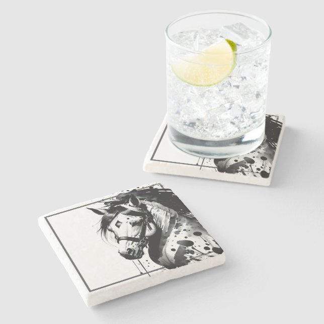 Posavasos De Piedra Pony espiritual 10 (Lateral)