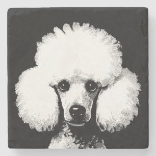 Posavasos De Piedra Poodle de arte pop de Moda retro