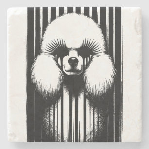 Posavasos De Piedra Poodle espumoso con estética grunge