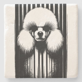 Posavasos De Piedra Poodle espumoso con estética grunge