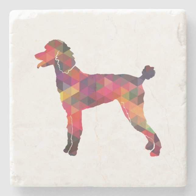 Posavasos De Piedra Poodle Geo Silhouette Multi (Anverso)