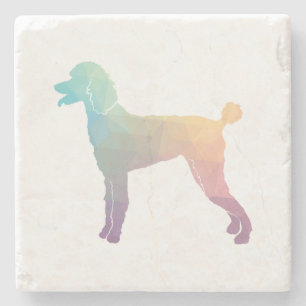 Posavasos De Piedra Poodle Geo Silhouette Pastel