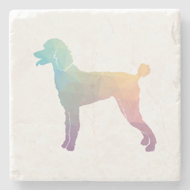 Posavasos De Piedra Poodle Geo Silhouette Pastel (Anverso)