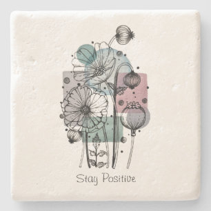 Posavasos De Piedra Poppies Doodle En Tinta Y Acuarela