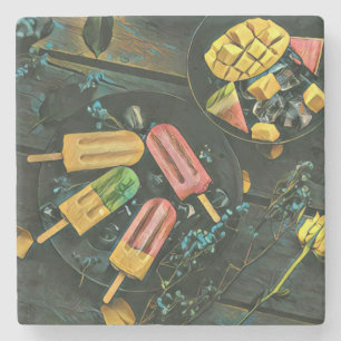 Posavasos De Piedra Popsicle colorida de helado