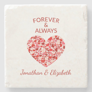 Posavasos De Piedra "Por siempre y siempre" Corazón Rojo