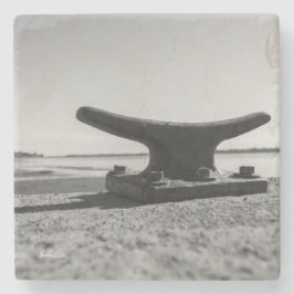 Posavasos De Piedra Portarretratos tema marino, blanco y negro