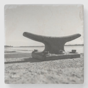 Posavasos De Piedra Portarretratos tema marino, blanco y negro