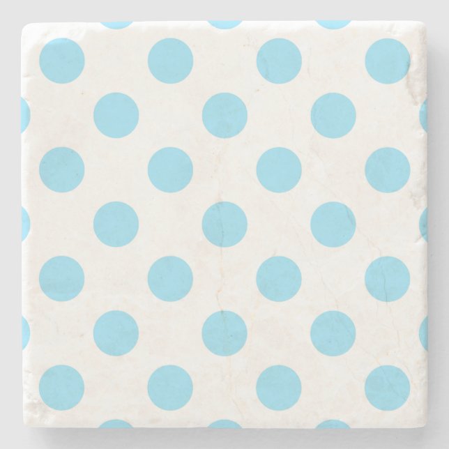 Posavasos De Piedra Pos de polka azul y blanco (Anverso)