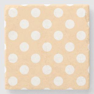 Posavasos De Piedra Pos de polka blanca en beige