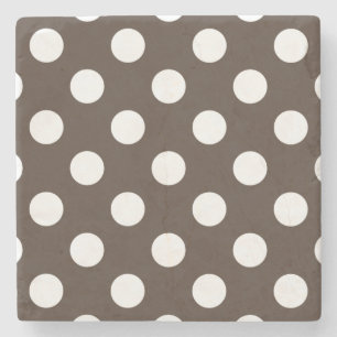 Posavasos De Piedra Pos de polka blanca en marrón