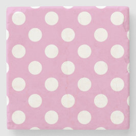 Posavasos De Piedra Pos de polka blanca en rosa pálido