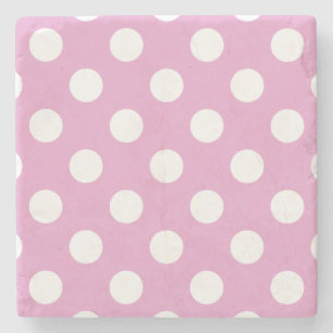 Posavasos De Piedra Pos de polka blanca en rosa pálido